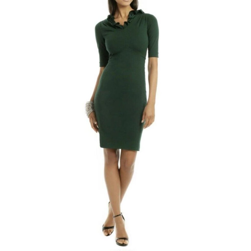 MOSCHINO  Wome'n Green  Pencil  Silk Lining Short Sleeve Dress Size 38 USA 4